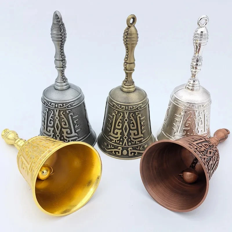 Copper Antique Hand Cranked Bell Chinese Style Large Bell Household Buddhist Supplies Religious Supplies Decoration Crafts