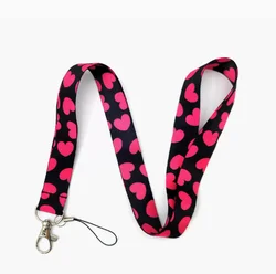 New 1 pcs Heart-shaped Lanyard Key Chains Card Holders Bank Card Neck Strap Card Bus ID Holders