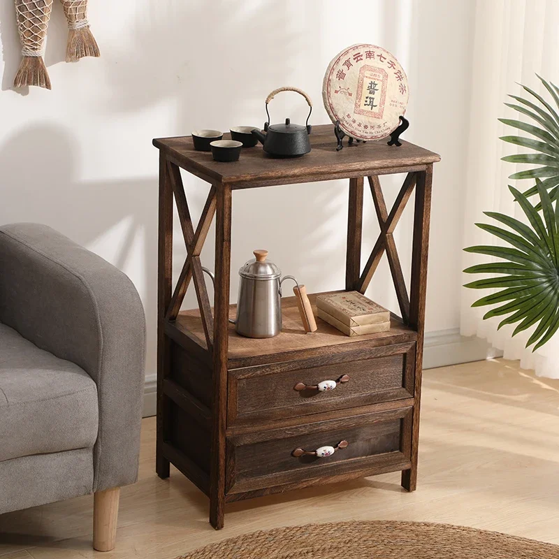 Vintage-Aufbewahrungsschrank aus massivem Holz mit Schubladen – staubdichter Konsolentisch für den Eingangsbereich für Wohnzimmer, Teestations-Organizer