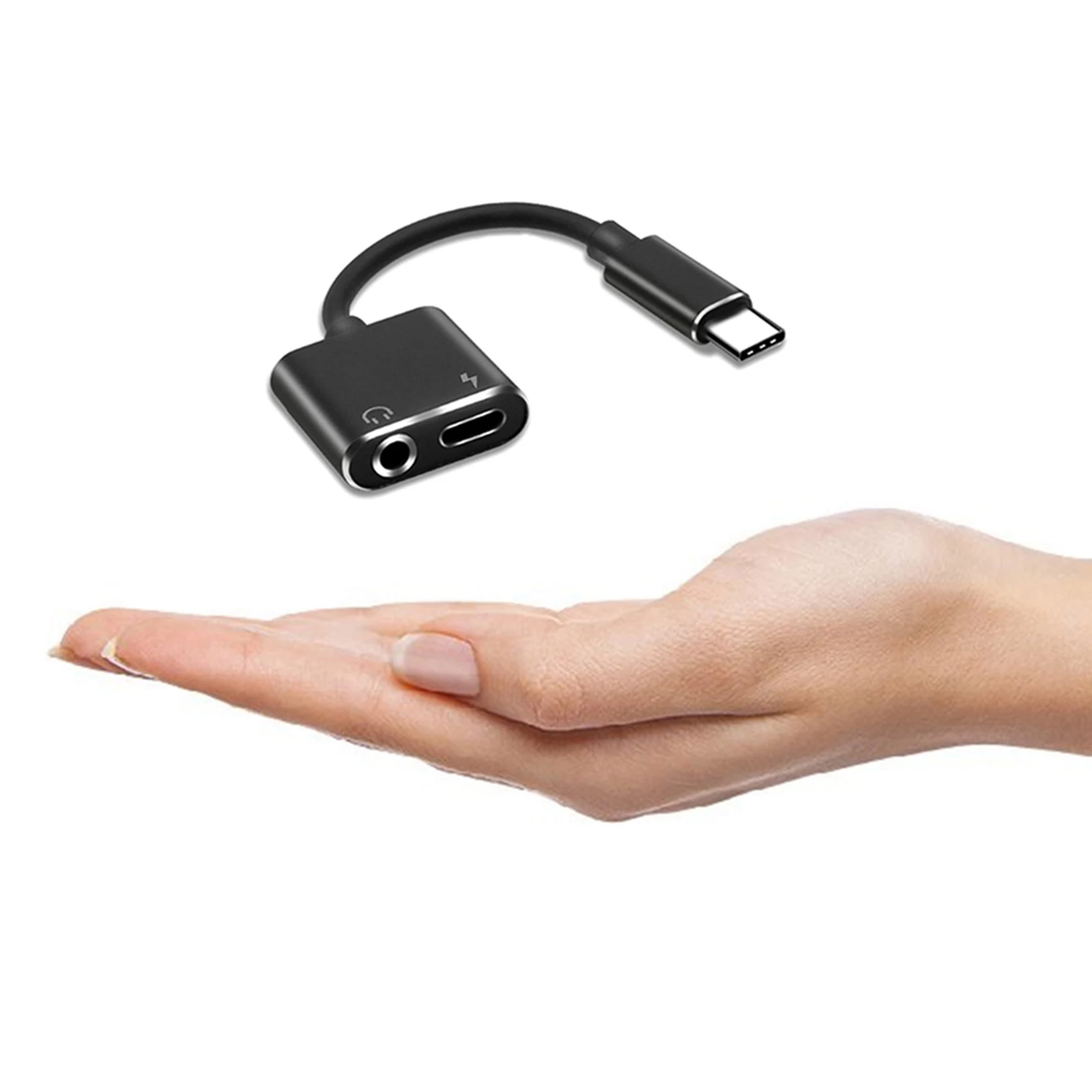 Classic-3X 2 In1 Type-C To 3.5Mm Headphone Jack Adaptor/Connector , Earphone Aux Audio & Charge Adaptor Black