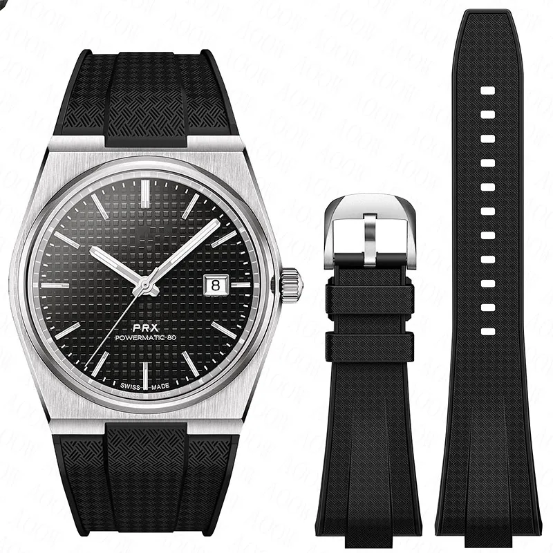 Soft Rubber Silicone Strap for Tissot PRX T137.407/T137.410 Super Player 40mm Men Quick Release Convex Watch Band Bracelet 12mm