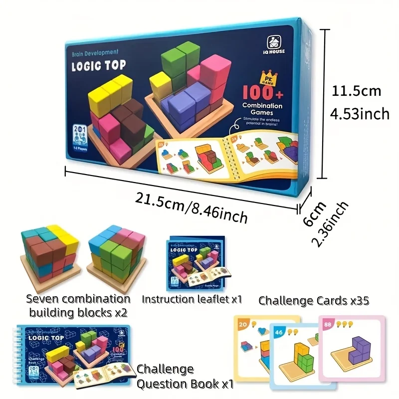 Edukacyjne drewniane klocki i logiczne puzzle - zabawki edukacyjne STEM dla dzieci, łączenie rodziców i dzieci, trening mózgu, gra rodzinna