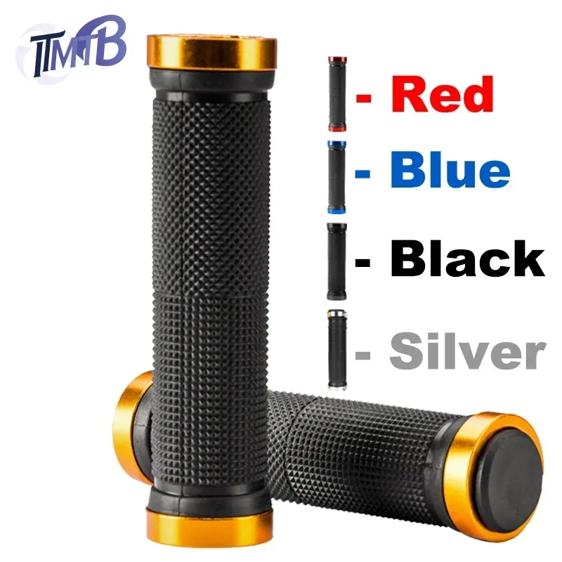 ITMTB PE Rubber MTB Grips Alloy Cuffs Bilateral Lock Bicycle Handle Grip Anti-skid Cycling Handlebar Sleeve BMX Bike Accessories