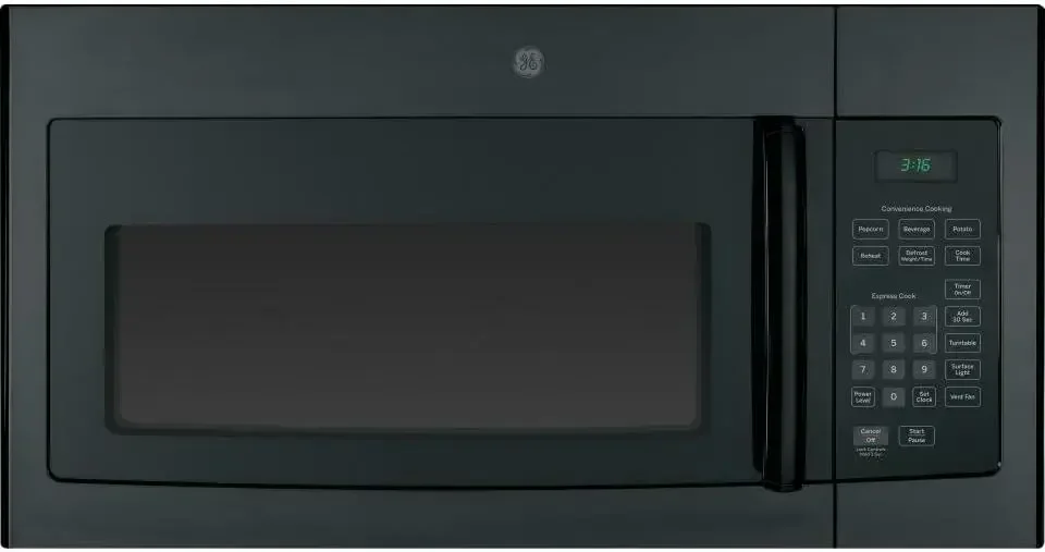 GE JVM3160DFBB Horno microondas sobre el alcance de 30" con 1,6 cu. pies de capacidad en negro