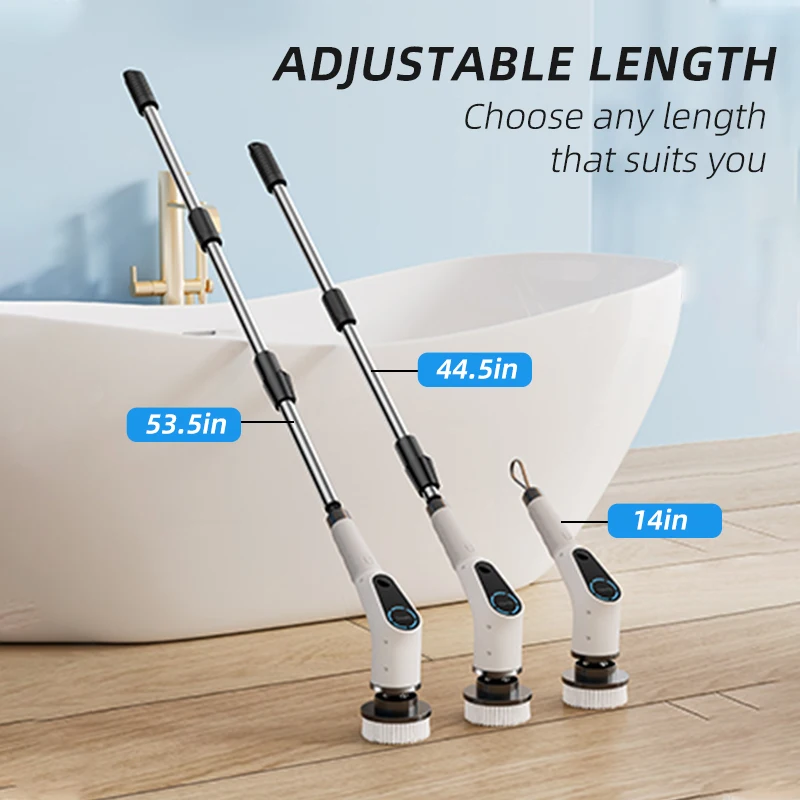 แปรงทำความสะอาดอัตโนมัติไร้สาย AuSilver ผลิตจากพลาสติก ABS สำหรับทำความสะอาดบ้าน ห้องครัว ห้องน้ำ ห้องสุขา ด้ามจับยาว