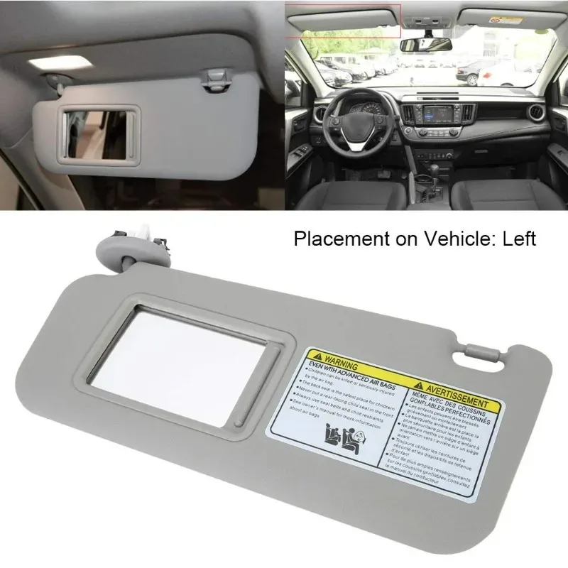 

Для RAV4 2006, 2007, 2008, 2009, 2010, 2011, 2012, 2013, передний солнцезащитный козырек автомобиля, левый/правый автомобильный солнцезащитный козырек с зеркалом для макияжа, серый цвет