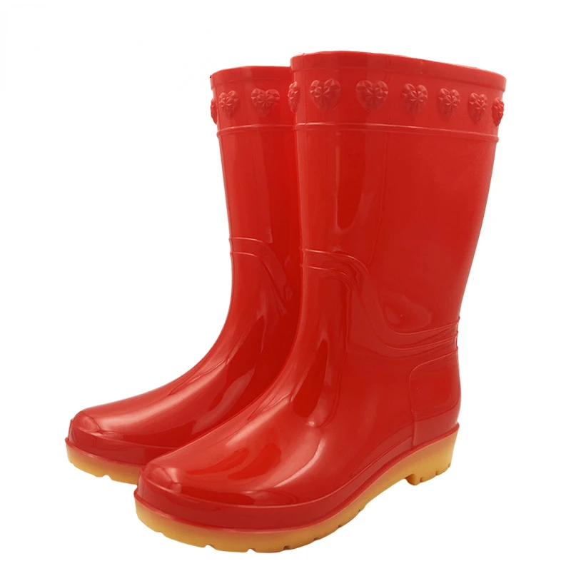 New Women Fashion Mid-calf Rain Boots Waterproof PVC Rainboots Outdoor Non-slip Water Shoes Wellies Boots