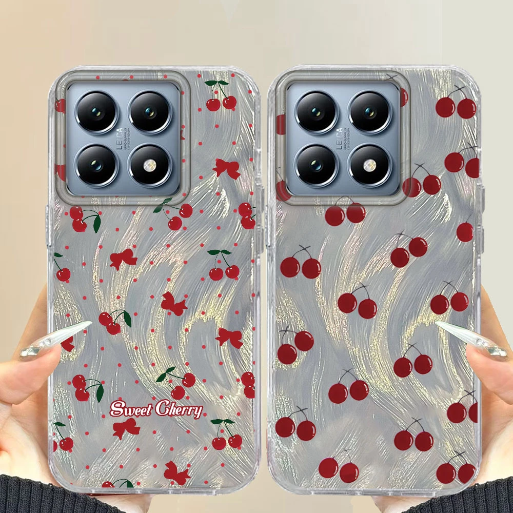 Niedliche Kleine Kirschmuster-Handyhülle für Mädchen, Passend für Xiaomi 14T 13T Pro 11 Lite NE Poco X5 X6 X7 M6 C65 C61 M5S, Harte Schutzhülle
