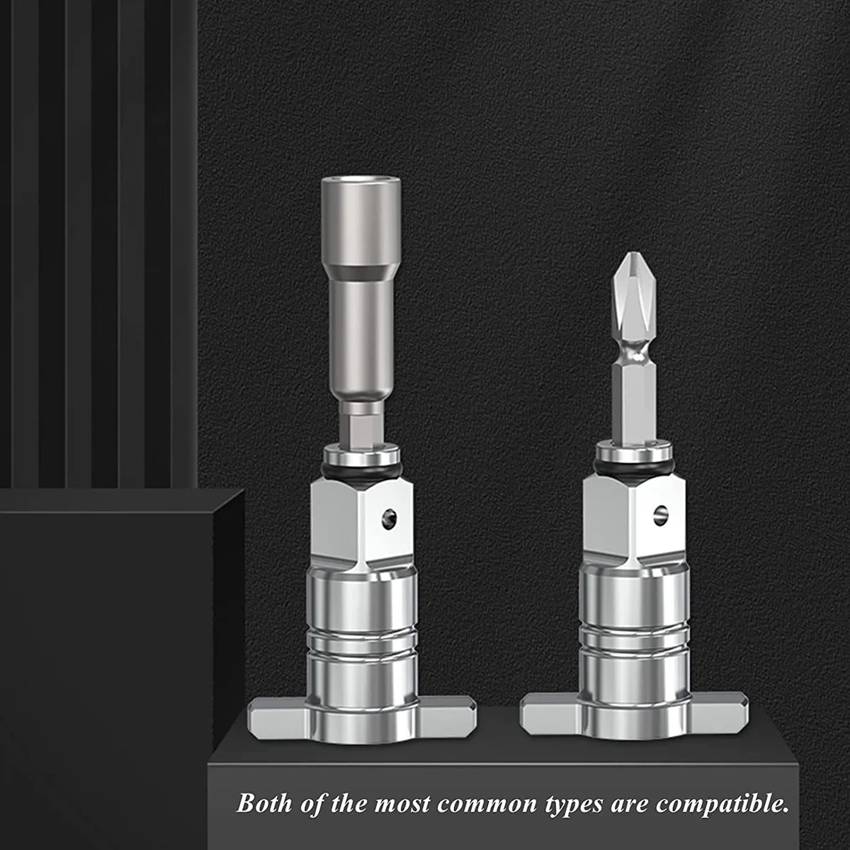 Совместимая Противоударная наковальня в корпусе для дрели, Квадратный привод 1/2 дюйма на адаптер с шестигранным гнездом 1/4 дюйма