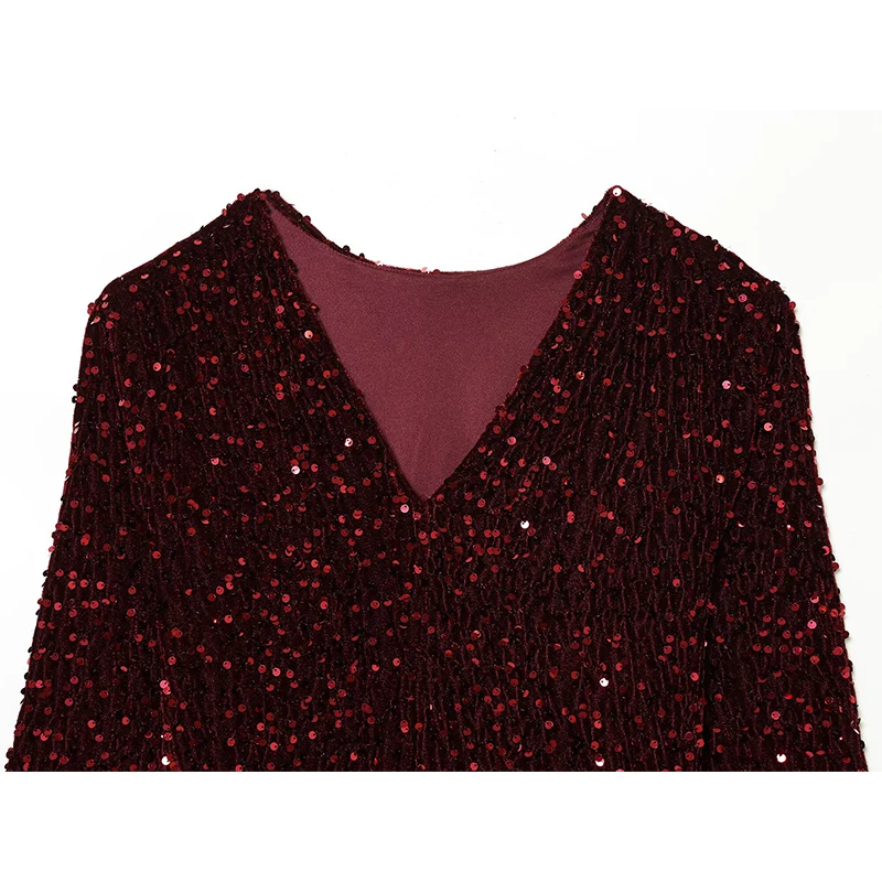 Abito da festa da ballo da donna Primavera 2026 Nuova moda Paillettes Abito elegante da donna a maniche lunghe Chic per il tempo libero Vacanza Abiti per giovani