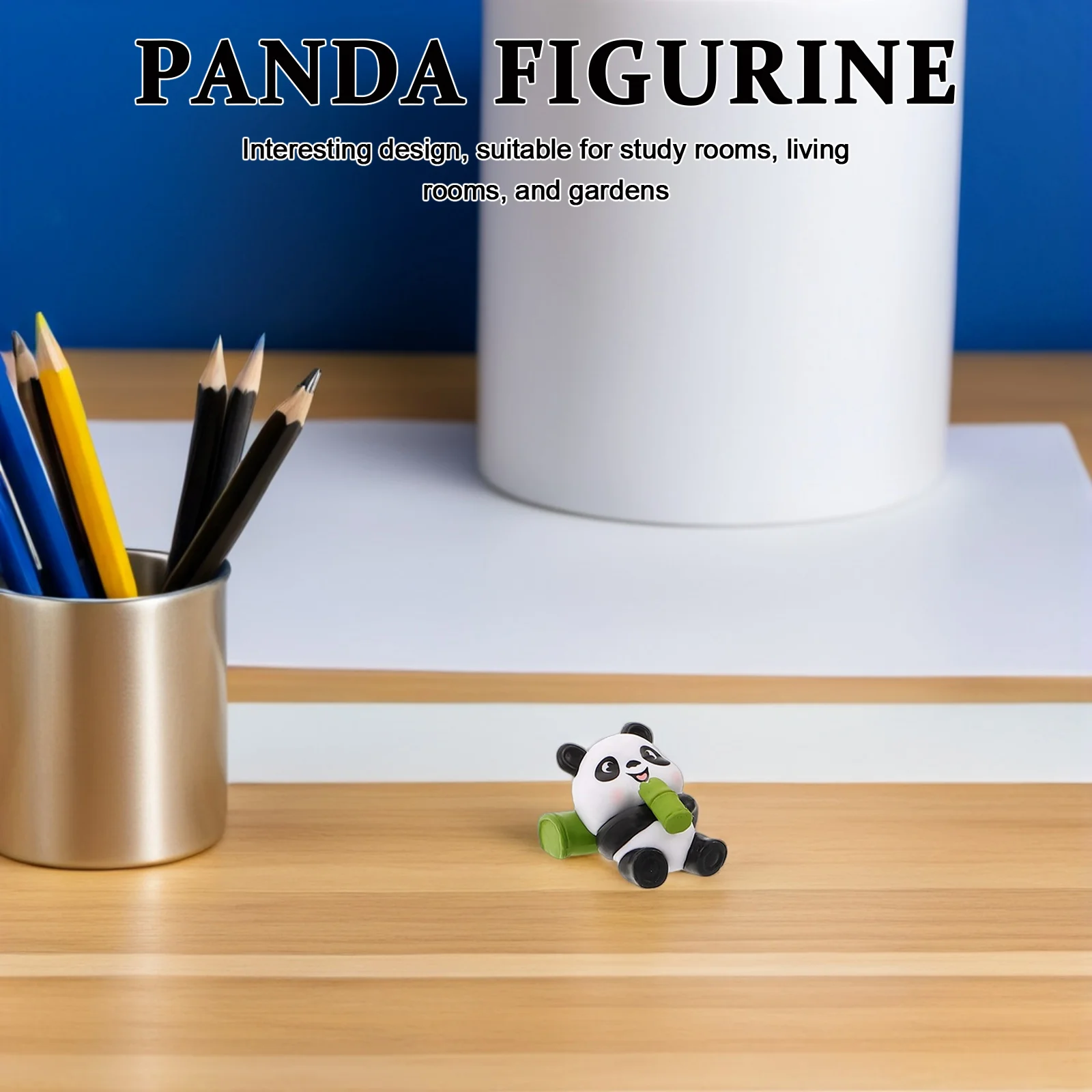 

9pcs Miniature Panda Set Small Animal Sculpture For Garden Decor Cake Topper Party Supplies Hand Carved Bamboo Style Panda