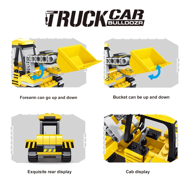 Moc cidade bulldozer modelo blocos de construção caminhão misturador concreto veículo engenharia tijolos brinquedos crianças presente