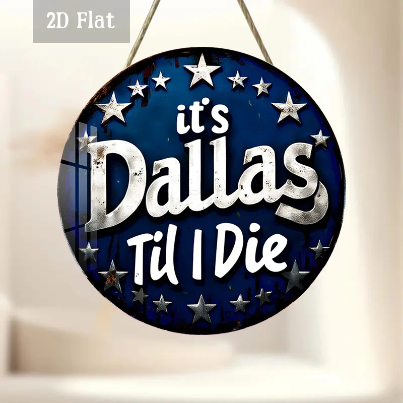 2D Flat, 1pc Dallas Pride Texas Spirit Wood Panel Wall Art - Round Retro Rustic Suitable for Home, Garage, Dining Room, Cafe Dec
