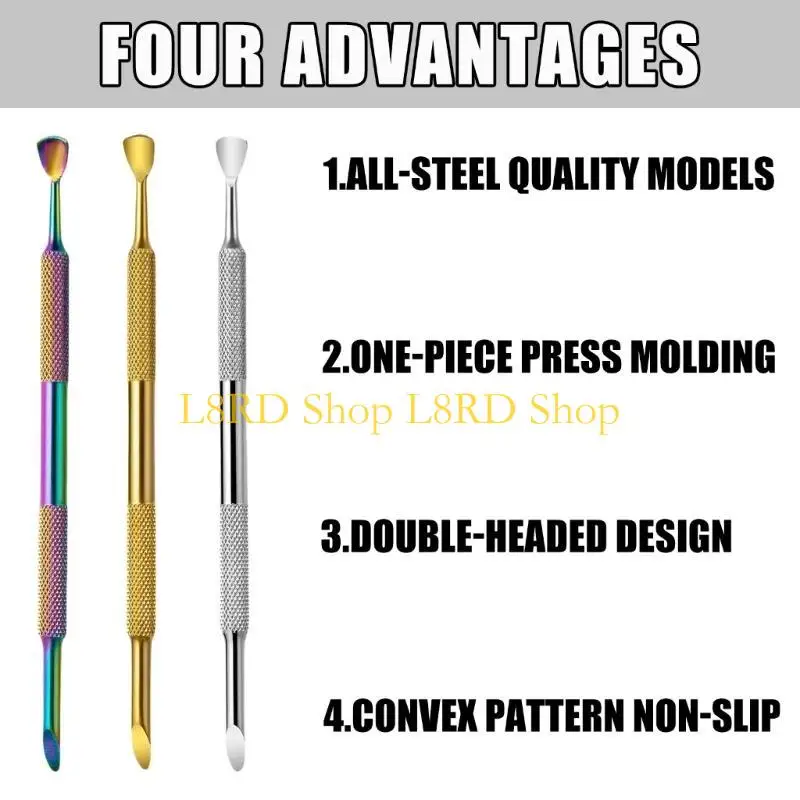 مزيل الجلد الميت برأسين من الفولاذ المقاوم للصدأ L8RD منظف الأظافر #5