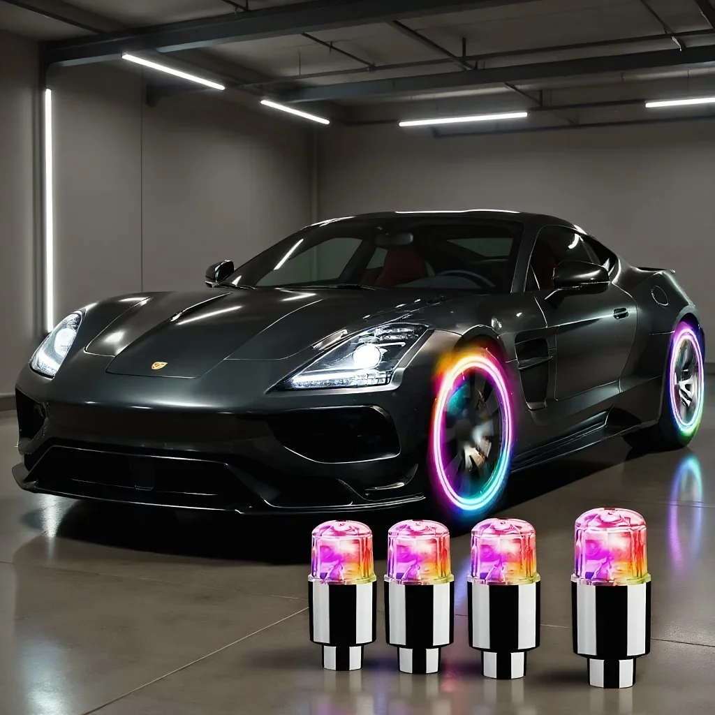 

Bicycle Tire Valve Cap LED Lights - Colorful Flash Lamps for Auto Car Motorcycle Wheel Light Bike Accessories