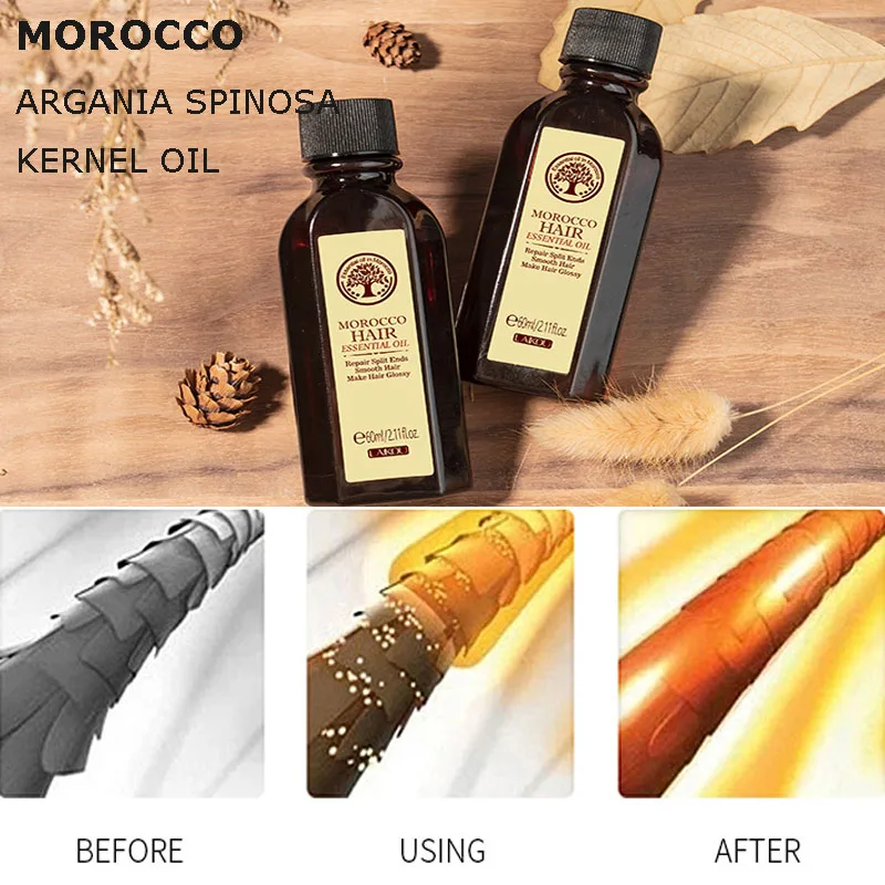 

Hair Essential Oil 60ml Hair Care Moroccan Pure Argan Oil for Dry Hair Typesfor Woman Multi-functional Argan Hair Care Product