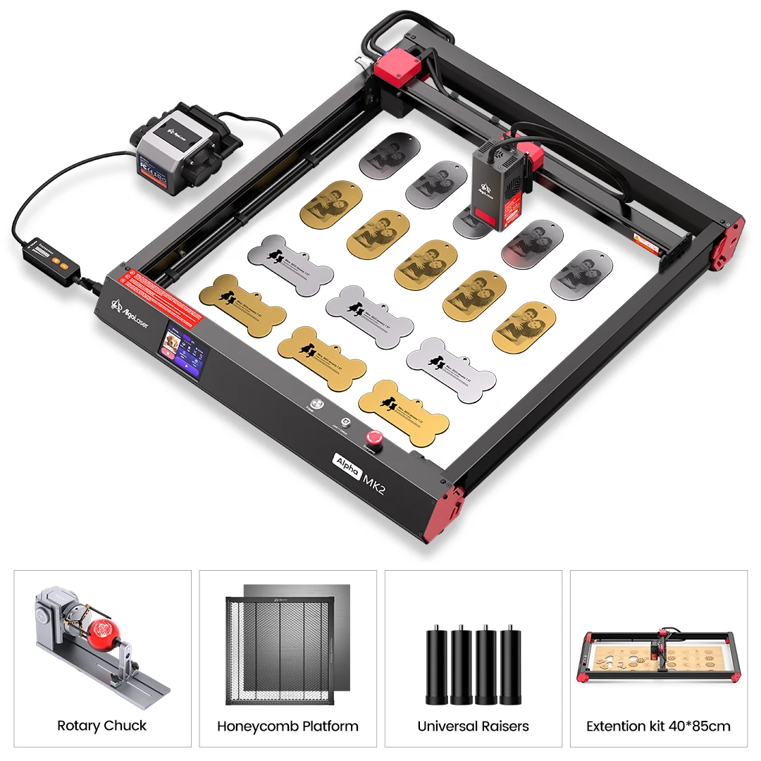 

AlgoLaser Professional Higher Accuracy Laser Cutter Engraver Alpha MK2 20W Output DIY Metal Laser Cutter With Screen Offline CN
