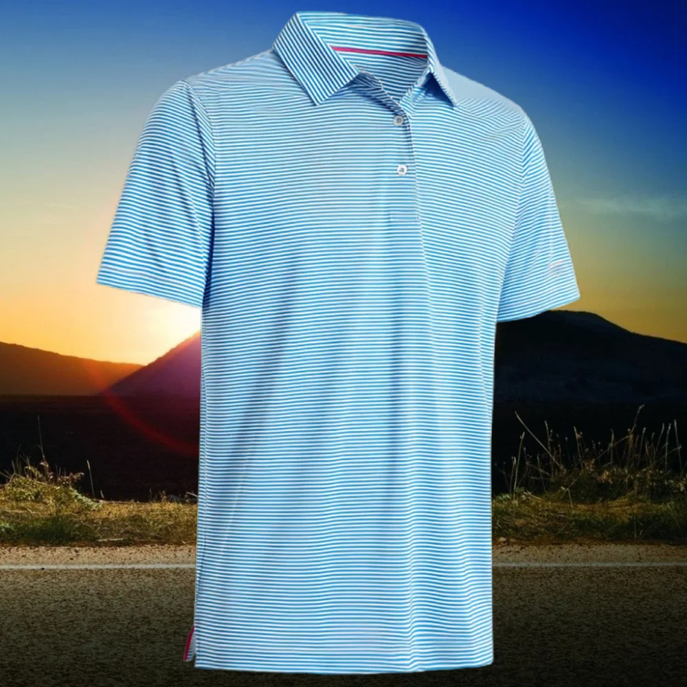 

Soft Breathable Mens Polo Shirt, Retro Golf Tennis Sport T-Shirt, Short Sleeve Geometric Pattern Men's Lapel Fashion Casual Wear