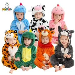 MICHLEY Halloween Winter Baby Rompers Hooded Flannel Toddler Infant Clothes Overall Bodysuits Jumpsuit Costume For Kids Girl Boy