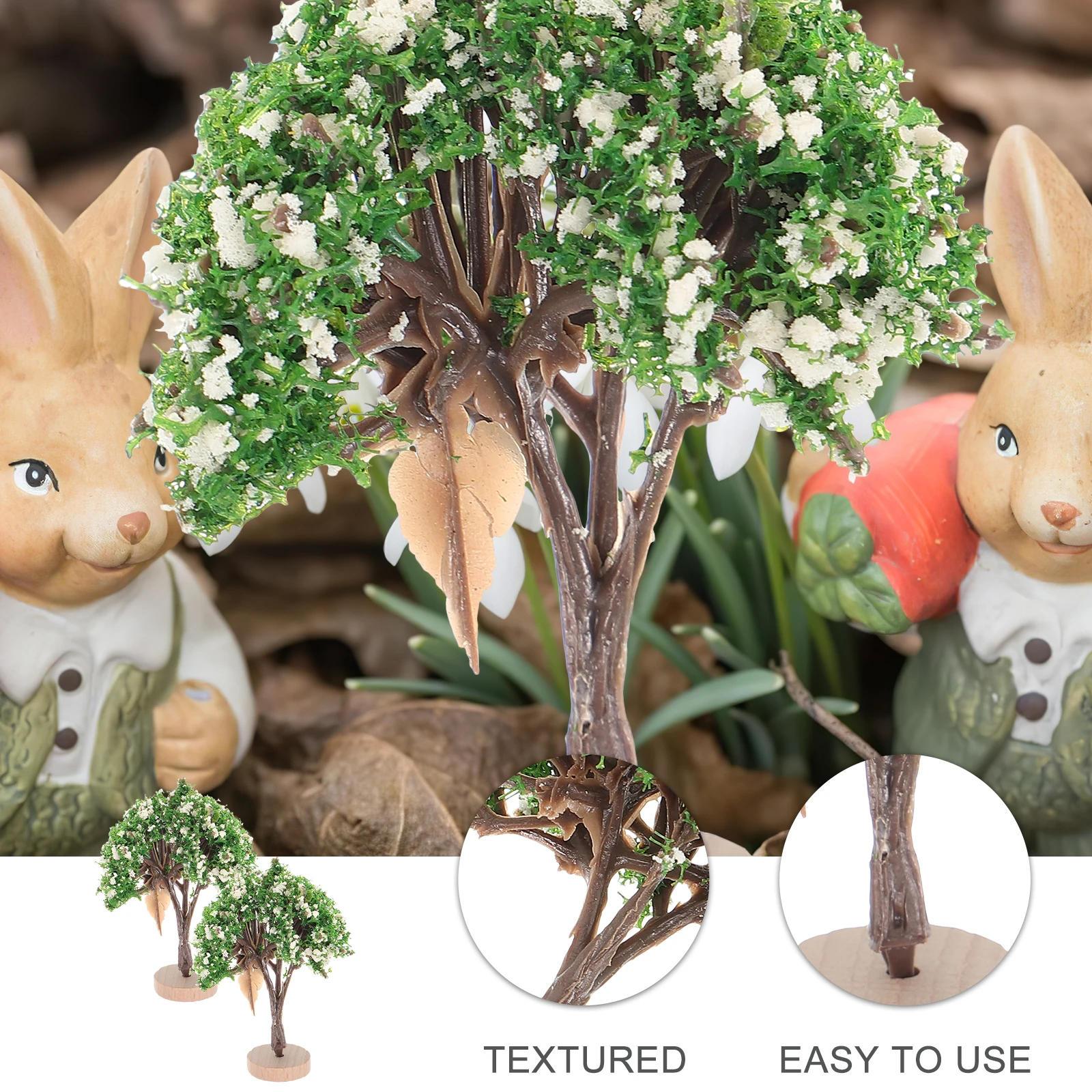 

2Pcs Realistic Miniature Landscape Tree Bright Color Design for Christmas Decoration Sand Table Layout Miniature Landscape Trees