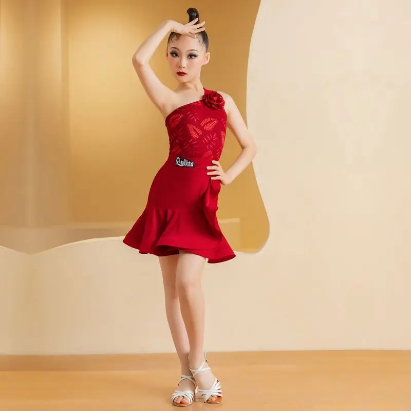 

Latin Dance Clothing Girls Summer New Style Internet Celebrity Jacquard Practice Training Children's Dancewear Gala Sleeveless
