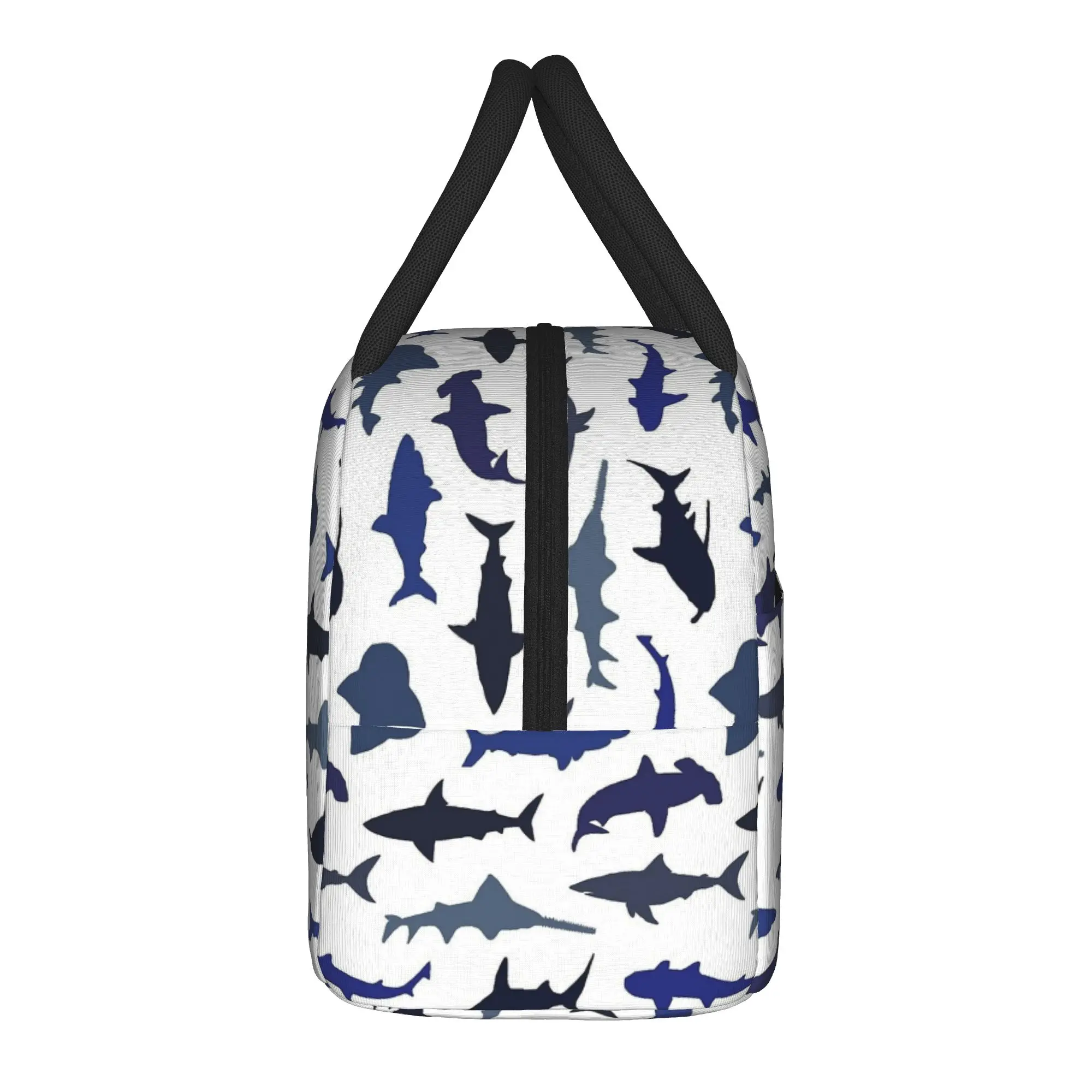 Blue Shark Animal Insulated Lunch Bags Thermal Bag Reusable,Meal Container  Leakproof Tote Lunch Box Food Handbags
