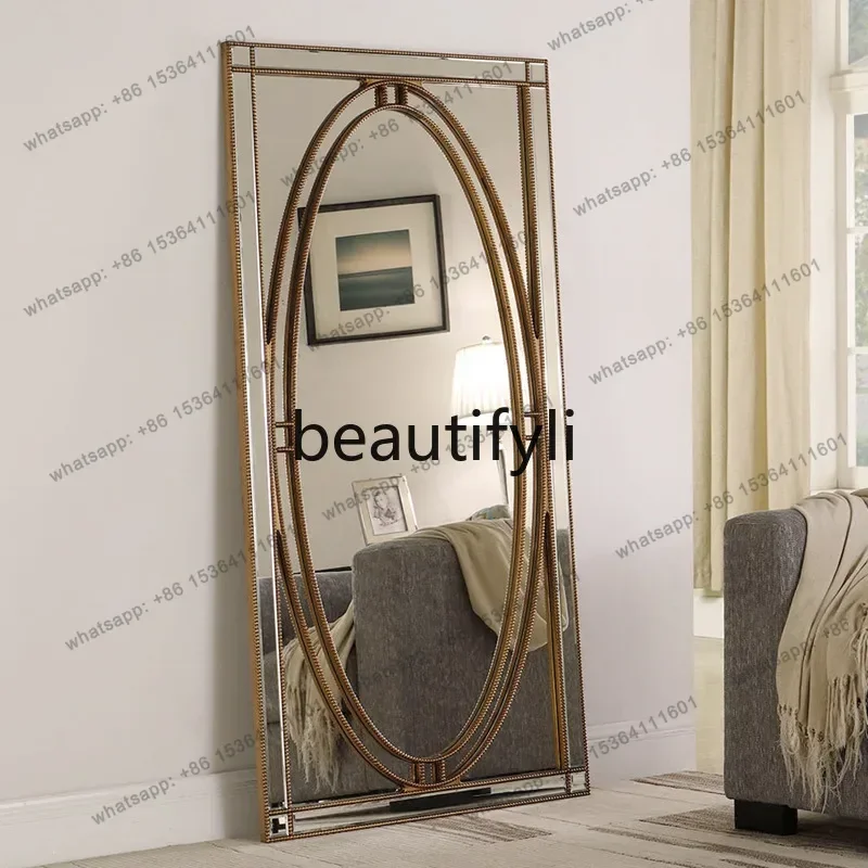 

D30Luxury mirror full body European full-length mirror living room wall hanging floor creative decorative mirror