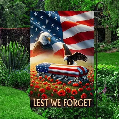 Lest We Forget Memorial Day American Flag Garden Flag JJE DDI GGX