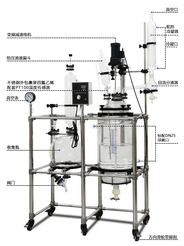 Double Glass Reactor Laboratory Sand Core Filtration Combination  20L Custom Crystallization Liquid Collector 10L 20L 50L