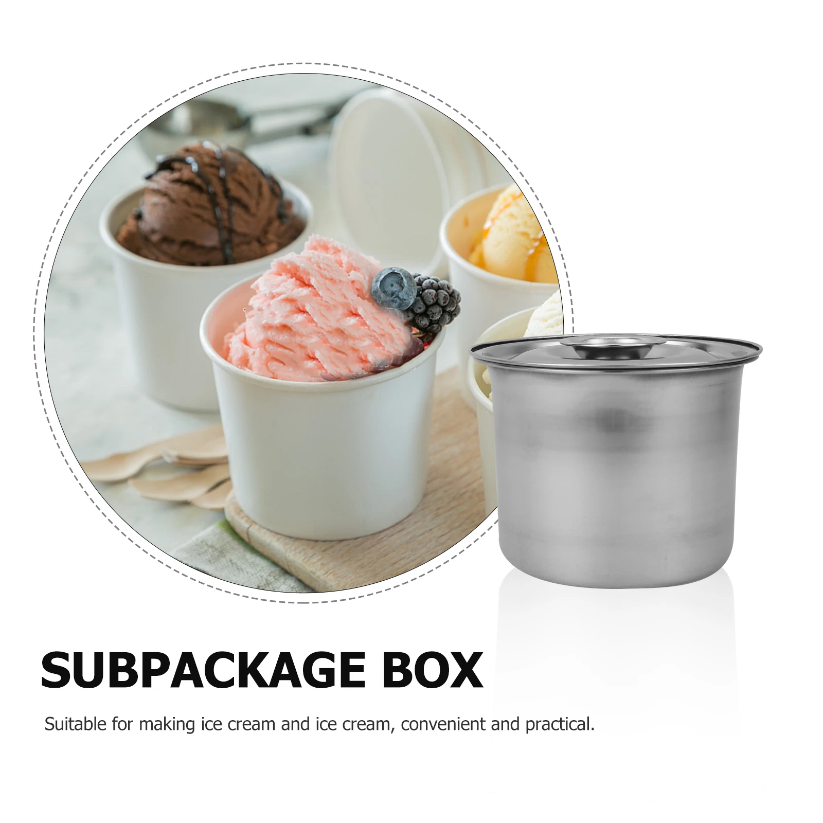 

1pcs Stainless Steel Ice Cream Container Freezer Storage Box Reusable Dessert Keeper Household Preservation Jar For Yogurt Fruit