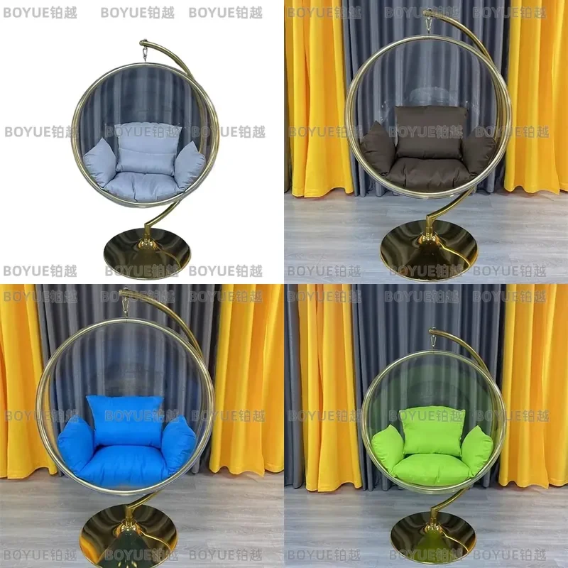 Transparent Acrylic Bubble Hanging Chair Outdoor Round Hemisphere Swing Clear Space Pod Seat for Garden Patio Backyard