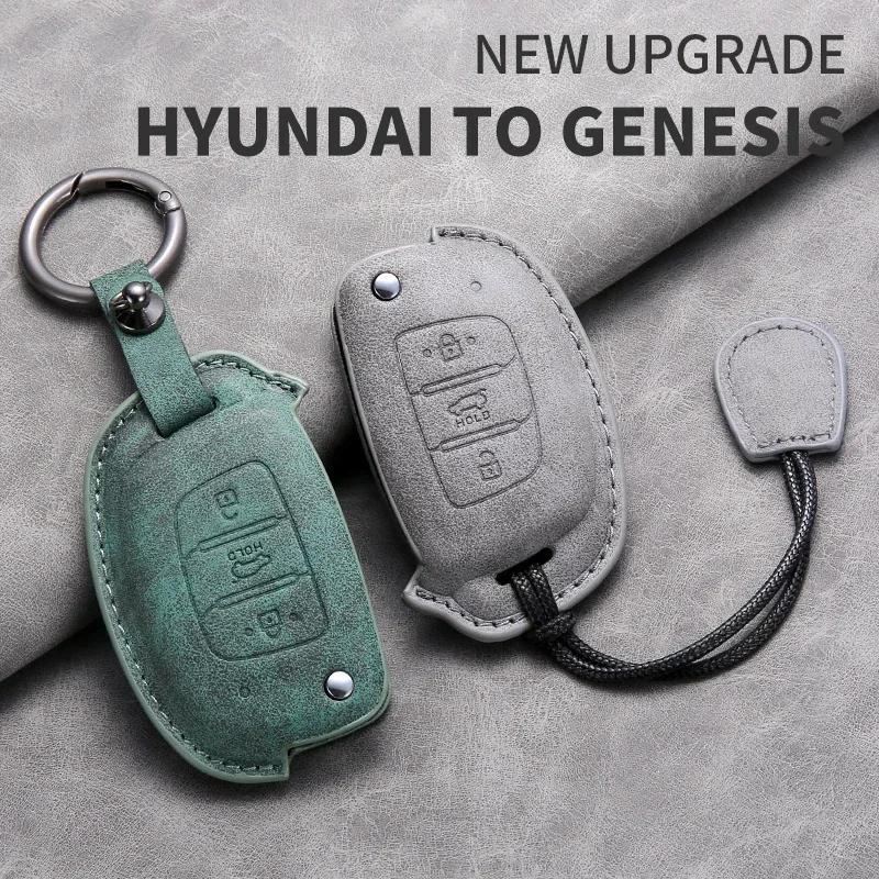 

For Hyundai Grand i10 2023 IX35 IX45 I20 I30 HB20 Elantra Solaris Sonata Santa Fe Sport Tucson Leather Car Flip Key Case Cover