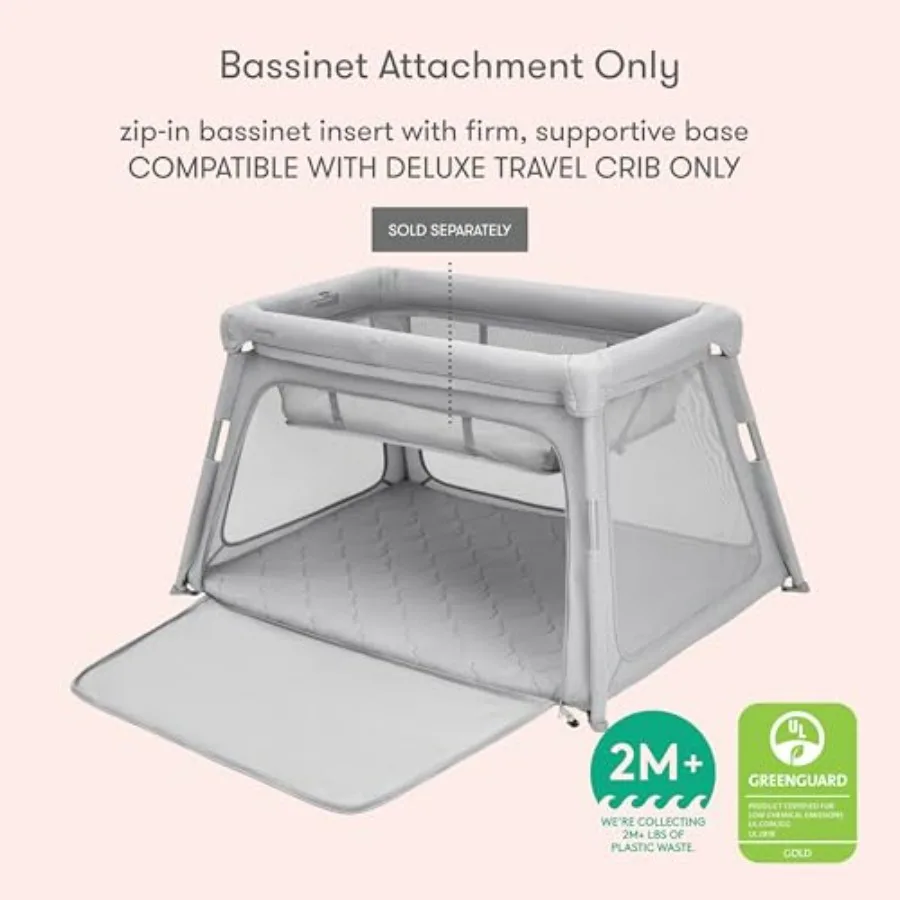 Bassinet Attachment for Deluxe Travel Crib & Playard | Includes Mattress & Sheet, Ultra-Breathable & Washable, Does NOT Include