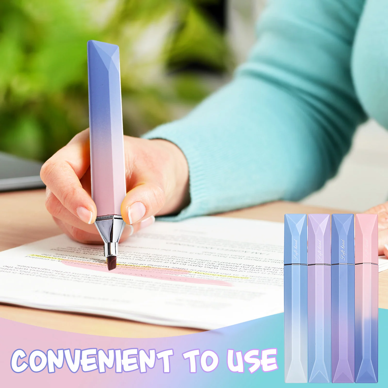 

4Pcs Pastel Highlighters Chisel Tip High Transparency No Bleed Marking Pens Elegant Book Annotation Office Accessories