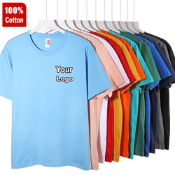 100% Cotton Summer Short Sleeve Tshirt Unisex Sport Casual Front Back Print Personalized Logo T-shirts Breathable Tops Clothing