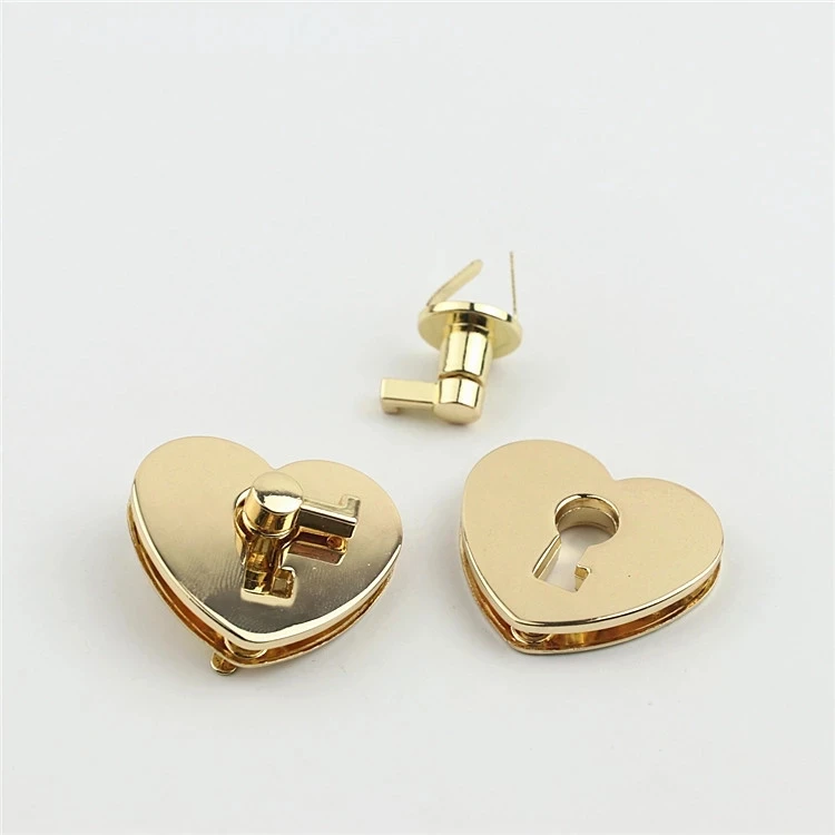 Metal Heart-shaped Bag Turn Twist Lock Fasteners Clasp Buckle For Handbag Shoulder Bag Purse DIY Hardware Accessories