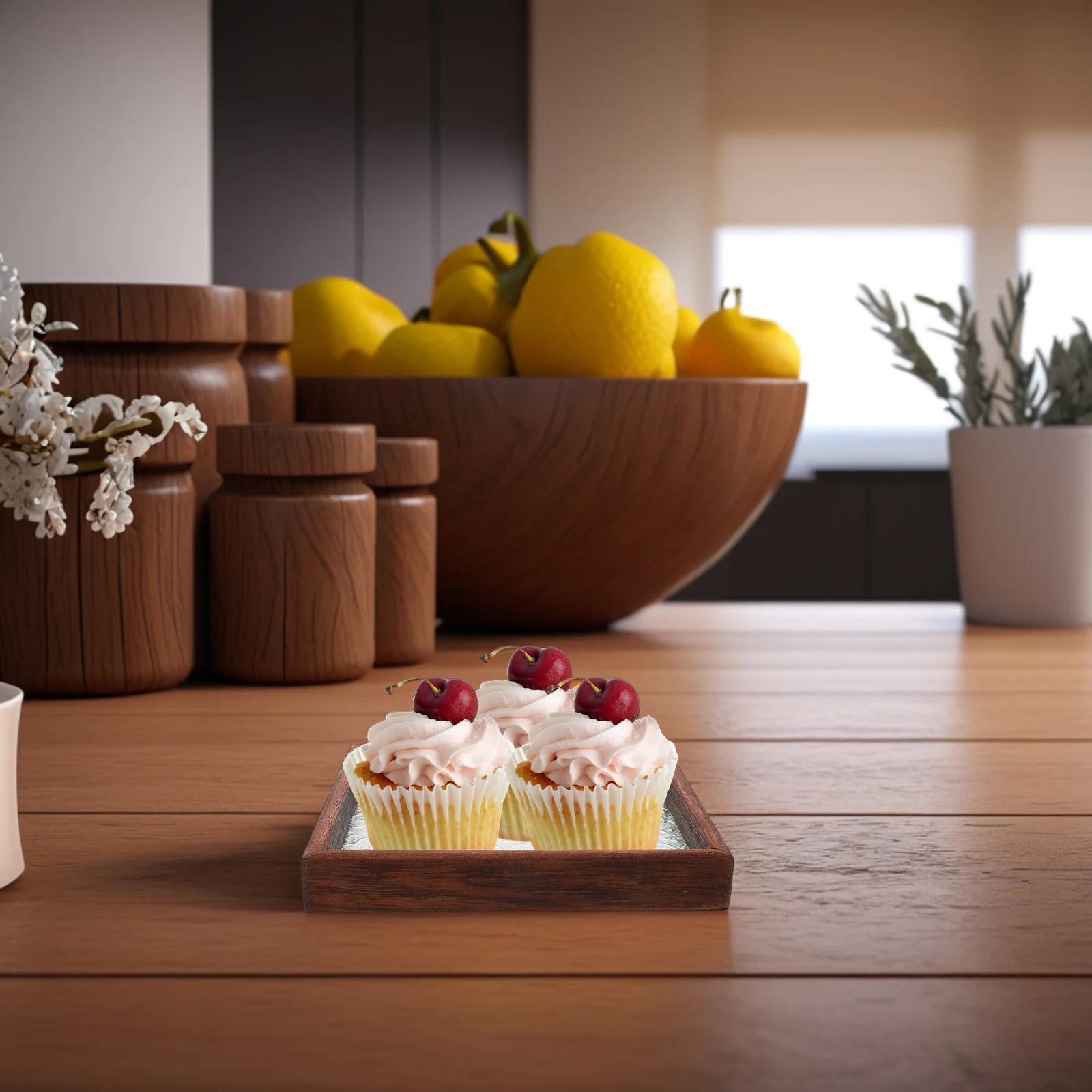 

Wooden Glass Tray Retro Chinese Design Tea Tray Jewelry Holder Decorative Rustic Home Storage for Kitchen Counter