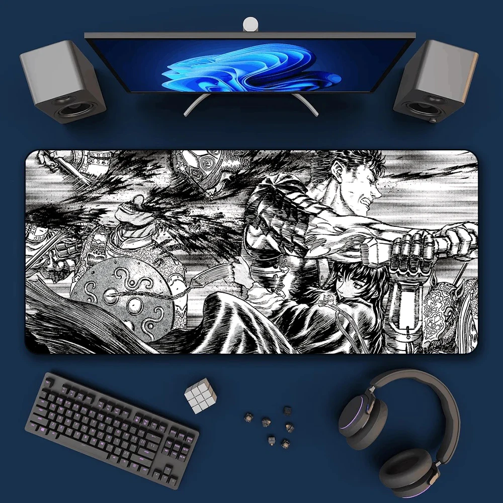 Anime Berserk Mousepad HD Printing Computer Gamers Locking Edge Antypoślizgowa podkładka pod mysz XXL90x40cm Keyboard PC Desk Pad