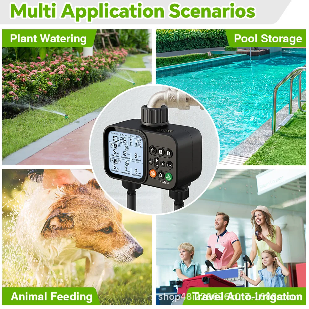 Dual‑outlet Irrigation‑control Tool, Timing Apparatus for Smart Auto Watering Orchard Lawn Sprinkler Irrigation Monitoring view 4