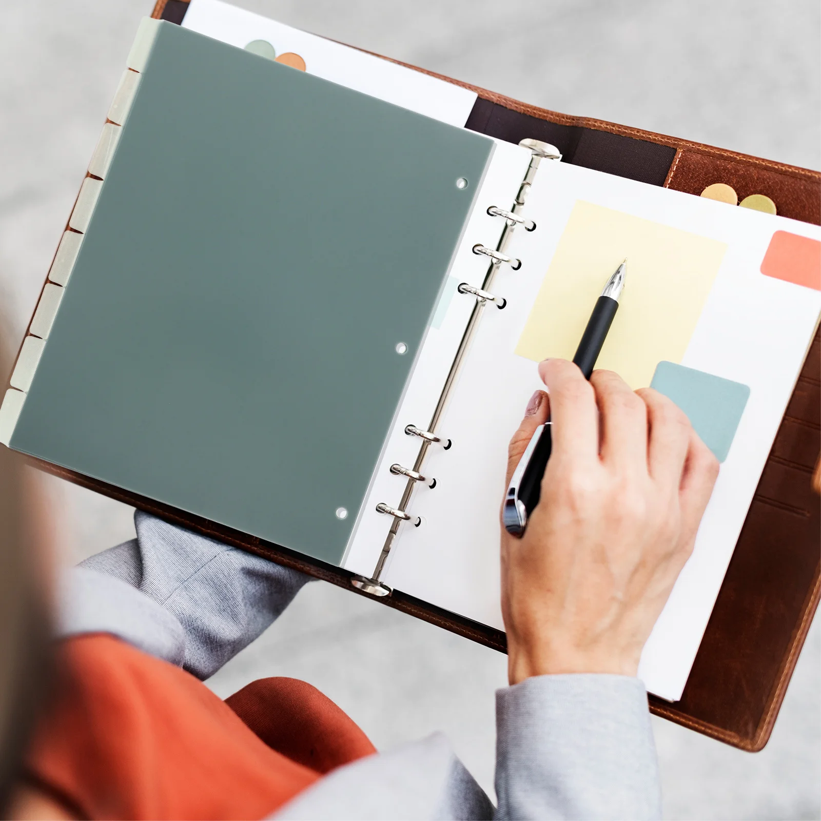 1Set A4 3 Hole Tabbed Refillable Loose Leaf Binder Dividers Transparent Plastic Sheets Index Dividers for School Office