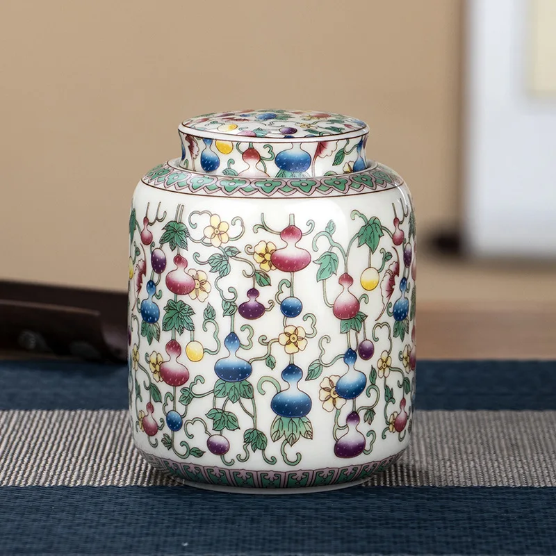 Blue and White Porcelain Storage Jar Colorful Gourd Storage Jar Home Multi-functional Candy Nut Coffee Bean Medicine Storage Box