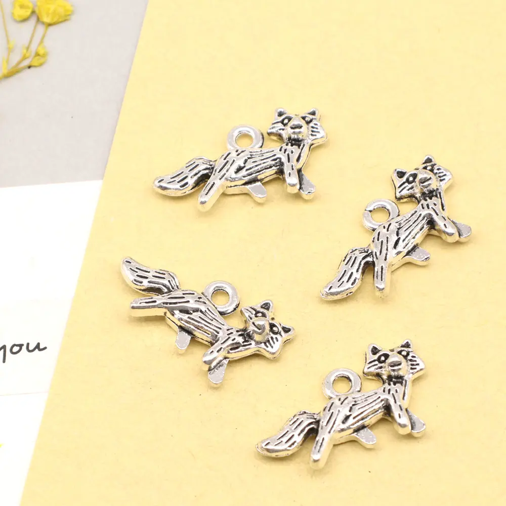 5pcs 13x23mm Fox Charms Man Pendant Car Accessori Cute Jewelry Antique Silver Color