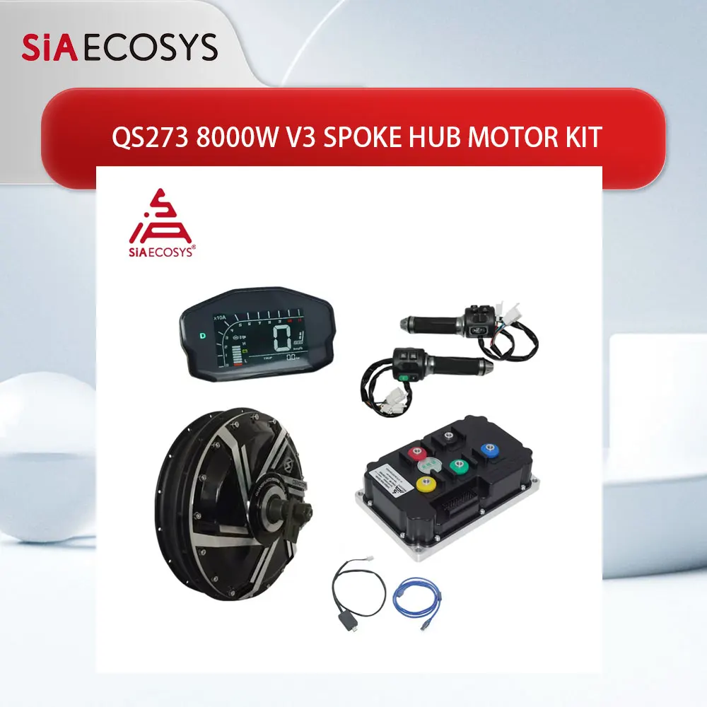 

QSMOTOR QS273 8000W V3 High Speed E-Motorcycle Spoke Hub Motor with ND72890 Controller Conversion Kit for Electric Motorcycle