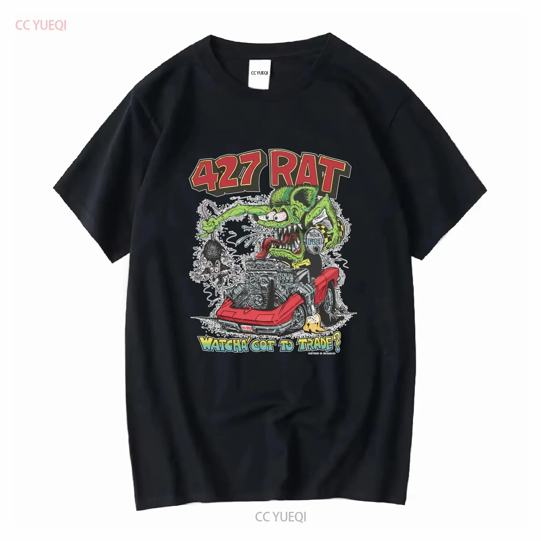 Ed Big Daddy Roth Rat Fink 427 Hot Rod camiseta blanca ropa de calle lavada vintage Top gráfico para uso diario suave y cómodo