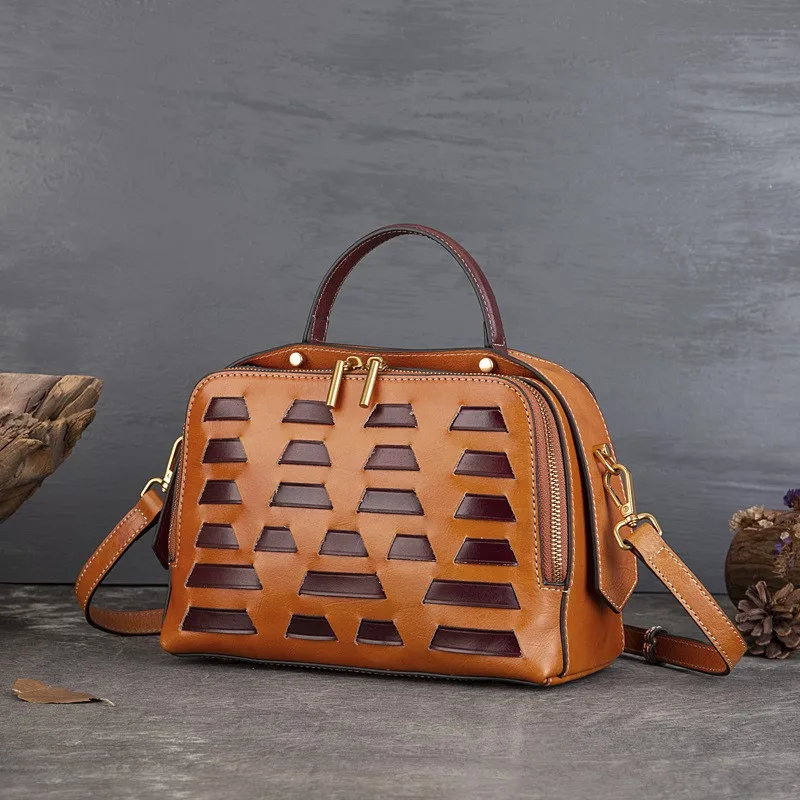 

Johnature 2025 New Retro Woven Large Capacity Handbag Genuine Leather Versatile Soft Cowhide Women's Shoulder Bag