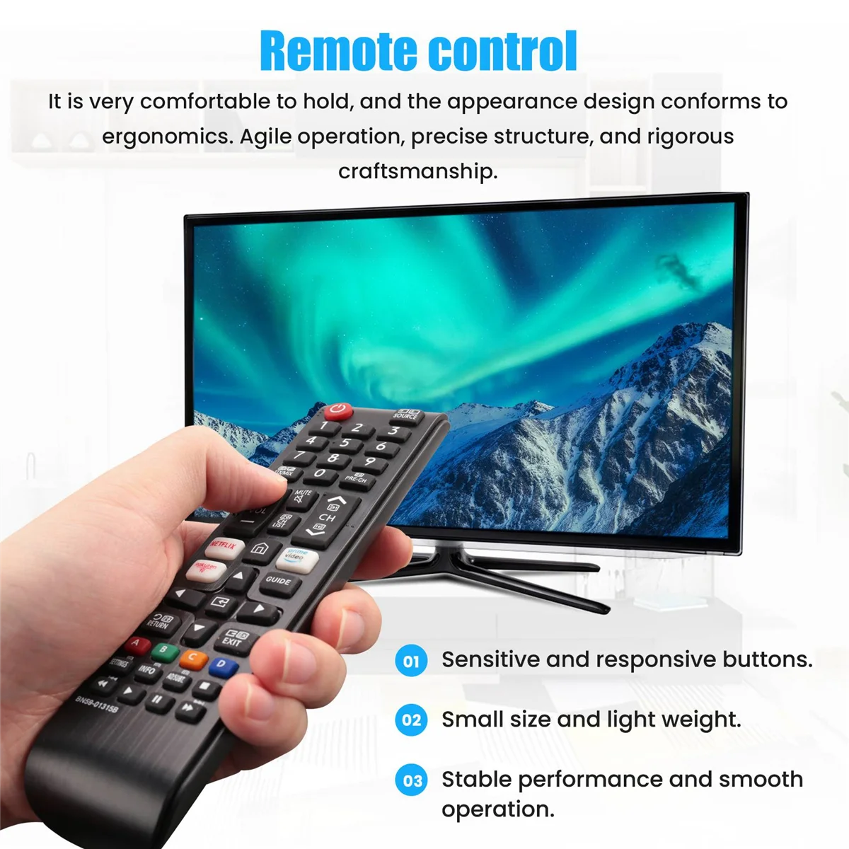 BN59-01315B รีโมทคอนโทรลสําหรับ Samsung Smart TV UE43RU7105 UE50RU7179 พร้อม Netflix Prime Video