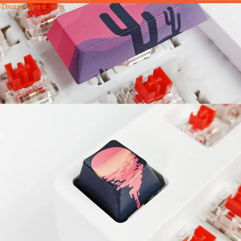 

HX6A 4PCS личности клавишные клавиши профиль вишневой профиль PBT 5-сайд Soublimation Space ESC Enter