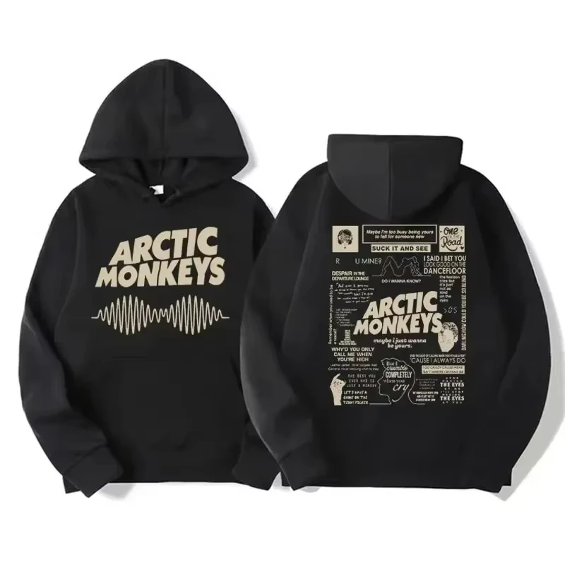 Retro Rock Arctic Monkeys Hoodie für Herren – Musikalbum-Musterdruck, übergroßes Vintage-Kapuzenpullover im Hip-Hop-Stil WY005