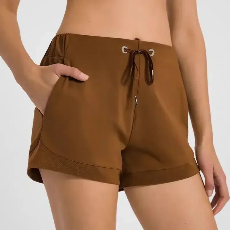 

Лимонные женские шорты для йоги с контролем живота и карманами для телефона, капри для тренировок, беговые сетчатые швы, 4-сторонние спортивные шорты из эластичной ткани