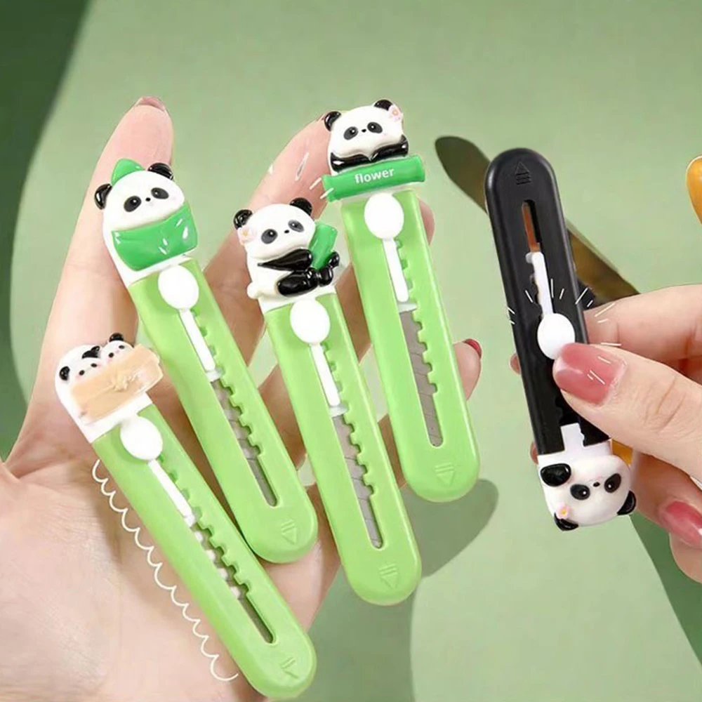 

Creative Plastic Panda Cutter Cartoon School Office Supplies Paper Cutting Tool Resin Retractable Letter Opener